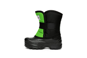 Lime and Black Scout - Side View - Weather-resistant Winter Boots for Kids - Stonz