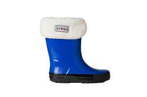 Blue Rain Boots with Fleece Liner - Waterproof Rubber Boots for Kids - Stonz
