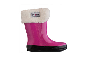 Fuchsia Rain Boots with Fleece Liner - Waterproof Rubber Boots for Kids - Stonz