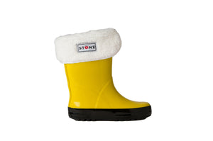 Yellow Rain Boots with Fleece Liner - Waterproof Rubber Boots for Kids - Stonz
