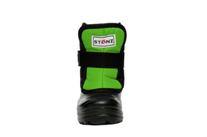 Lime and Black Scout - Front View - Weather-resistant Winter Boots for Kids - Stonz
