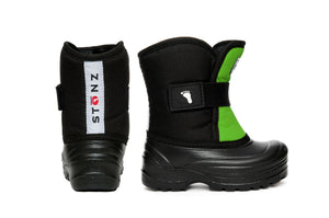 Lime and Black Scout - Lightest kid’s winter boot on the market - Stonz