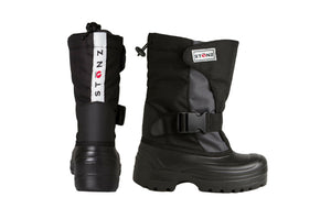 Grey and Black Trek - Side View - Weather-resistant Winter Boots for Kids - Stonz